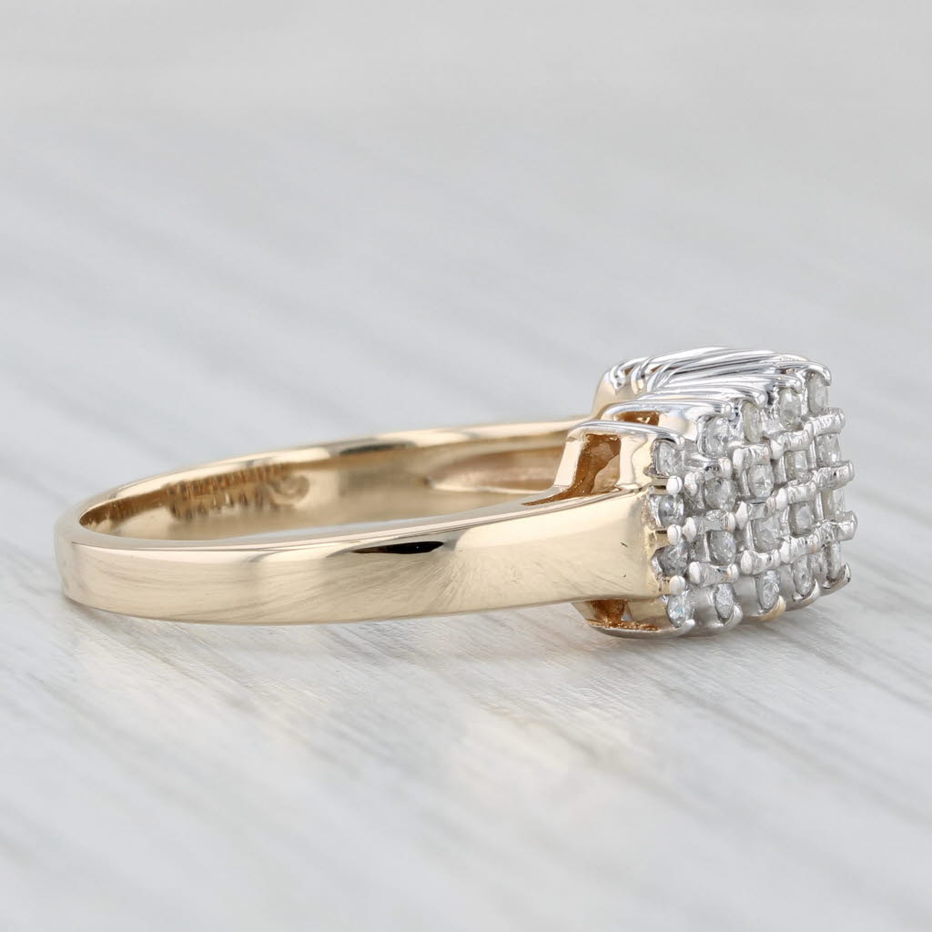 Light Gray 0.36ctw Tiered Diamond Cluster Ring 10k Yellow Gold Size 7