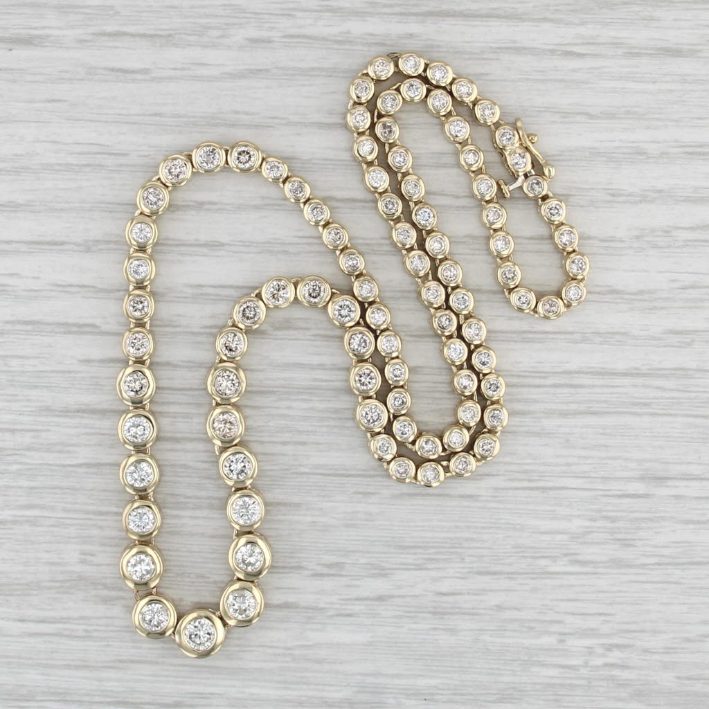 7ctw Graduated Natural Diamond Tennis Necklace 14k Yellow Gold 18" 4-7mm