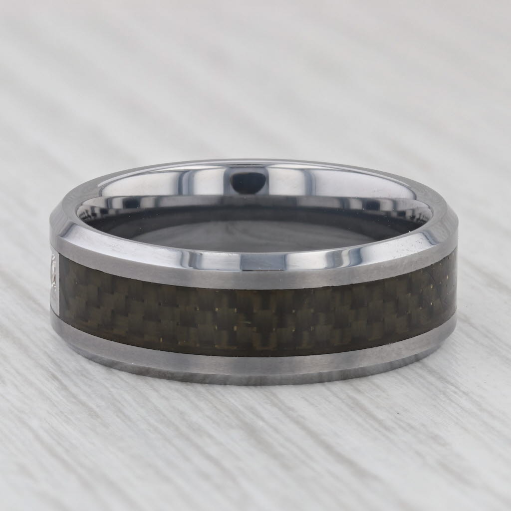 Light Gray New 0.15ctw Diamond Tungsten Carbide Ring Men's Wedding Band Size 11