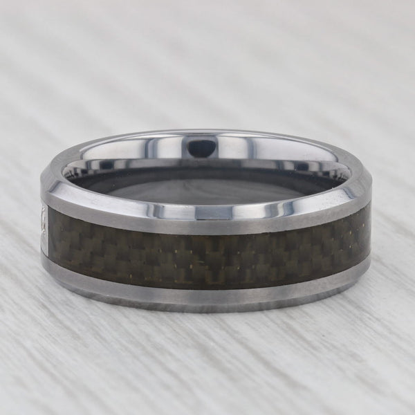 New 0.15ctw Diamond Tungsten Carbide Ring Men's Wedding Band Size 11