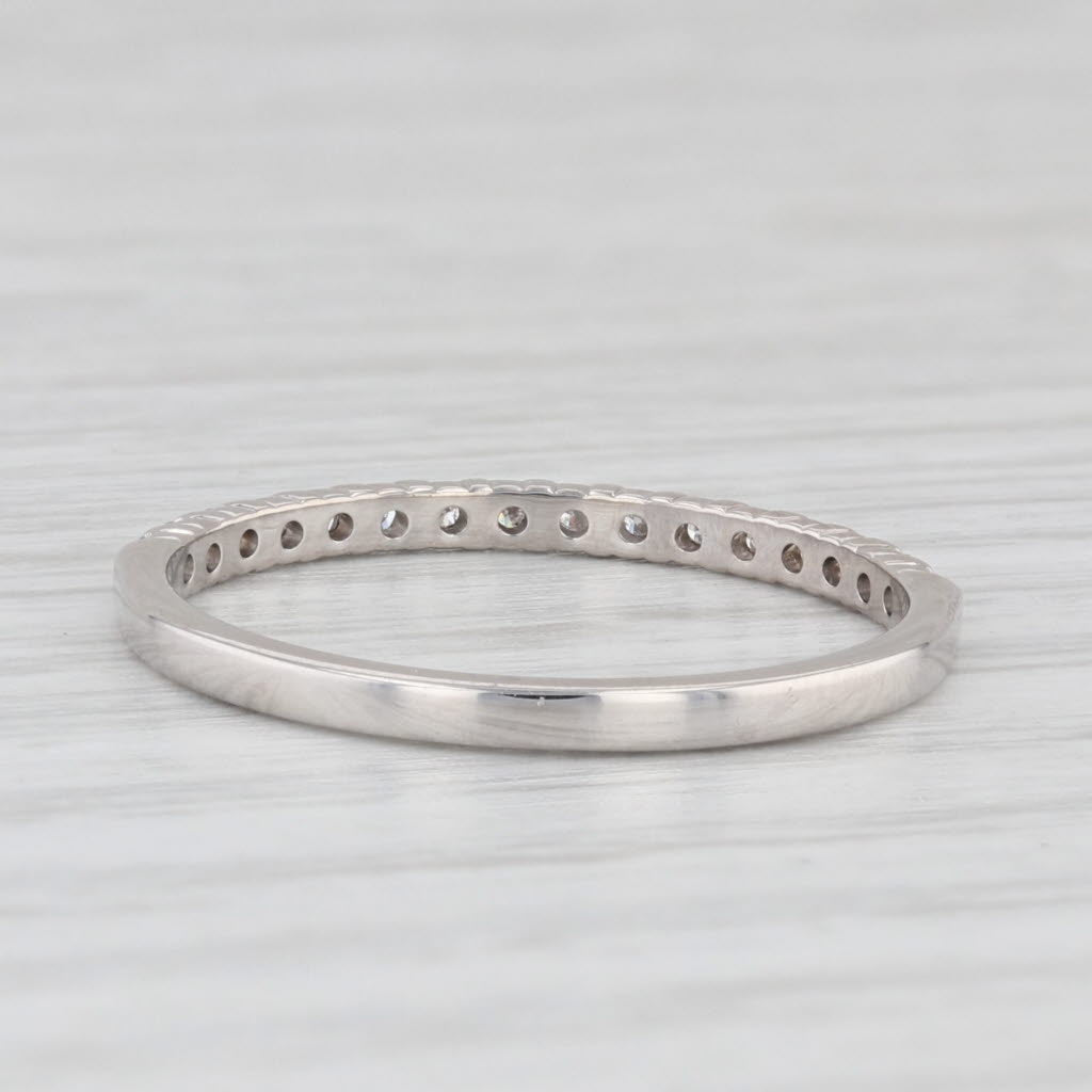 Light Gray 0.15ctw Diamond Wedding Band 10k White Gold Stackable Anniversary Ring Size 7