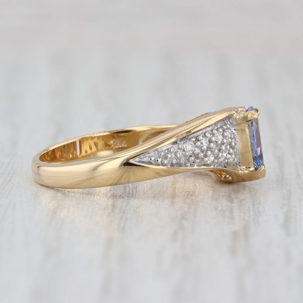 1.35ctw Pear Tanzanite Pave Diamond Ring 18k Yellow Gold Size 7