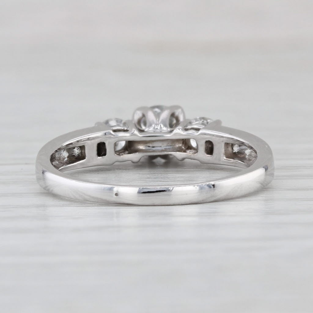 1.05ctw Round Diamond 3-Stone Engagement Ring 14k White Gold Size 9