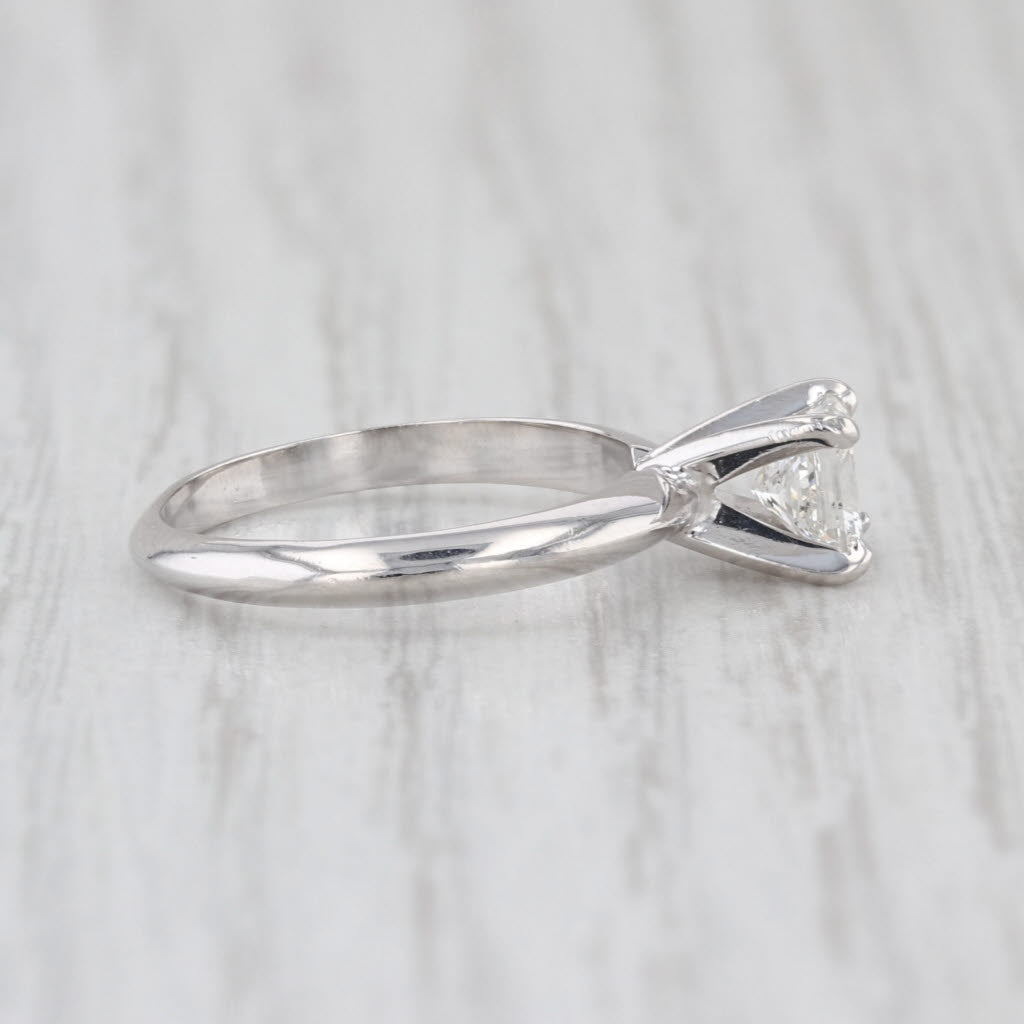 0.58ct Princess Diamond Solitaire Engagement Ring 14k White Gold Size 4.75