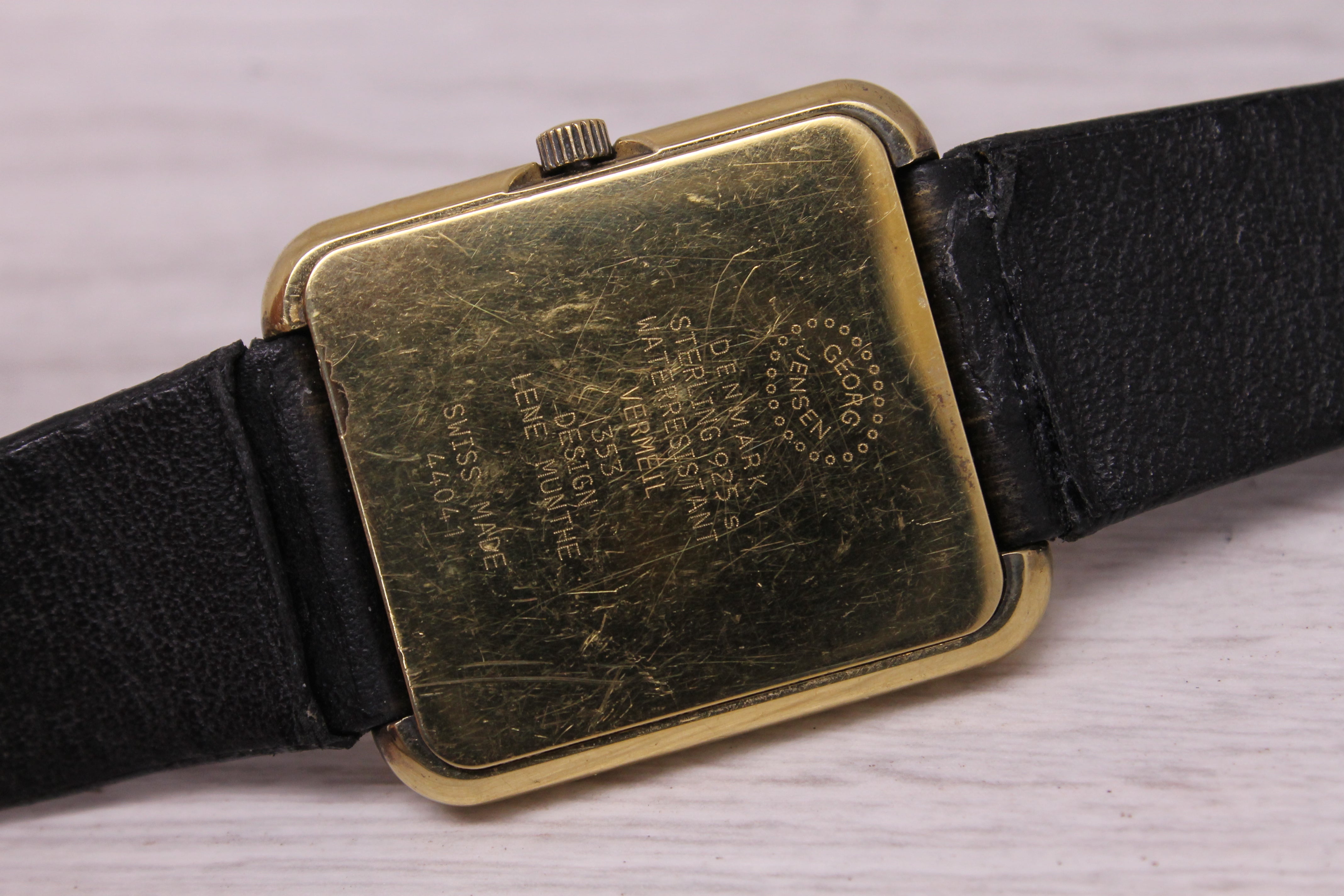 Vintage Georg Jensen 925 Sterling Silver Vermeil 29mm Mens Analog Digital Watch