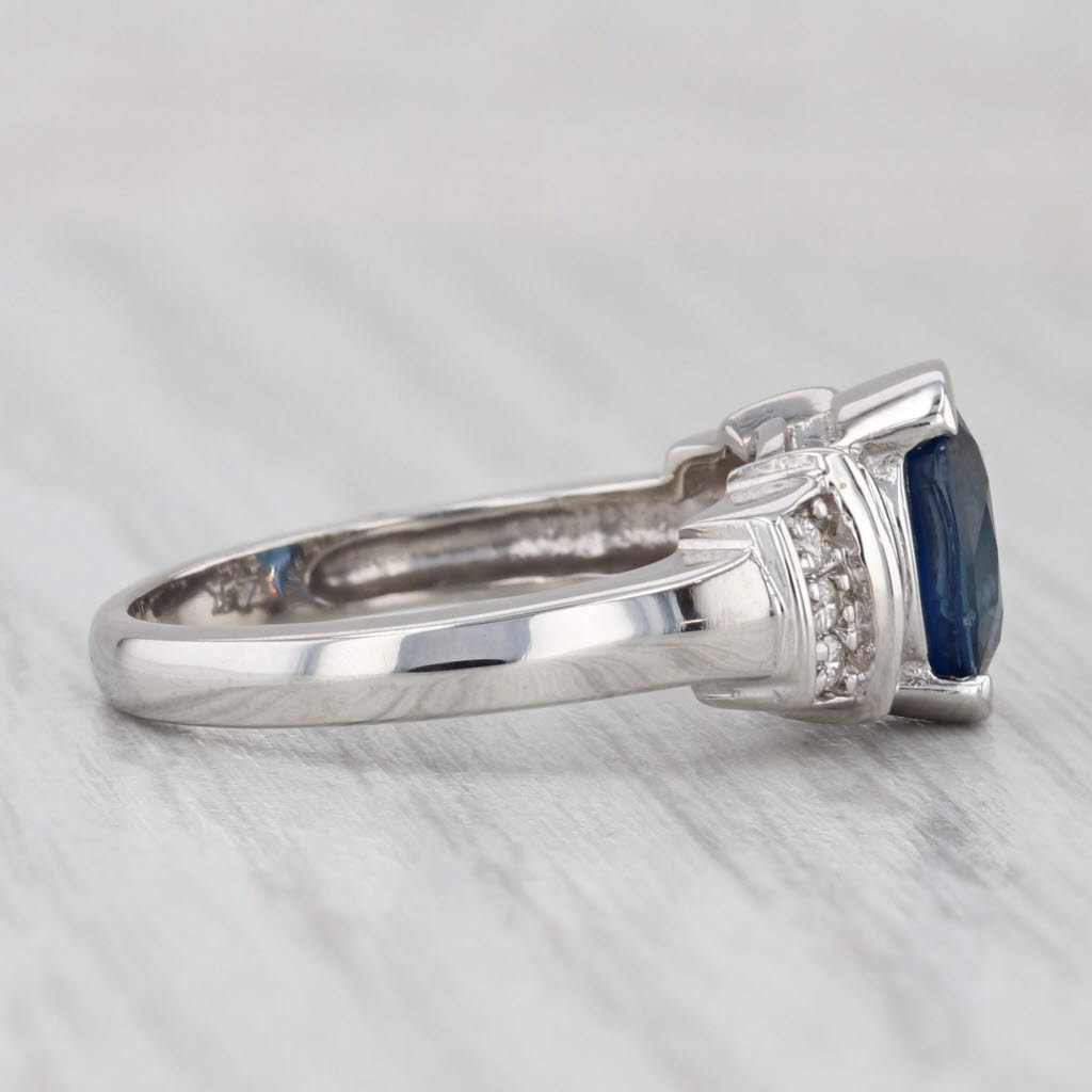 Light Gray 2.04ctw Blue Sapphire Diamond Ring 14k White Gold Size 6.5 Engagement