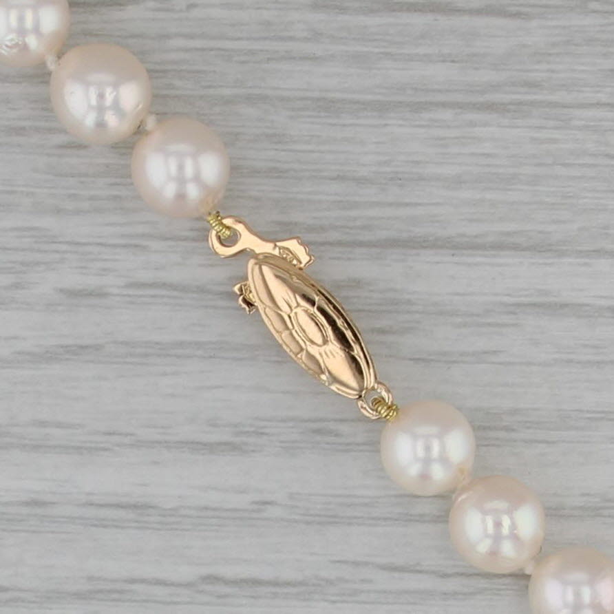 Cultured Pearl Bead Necklace 14k Gold Clasp 24" Single Strand