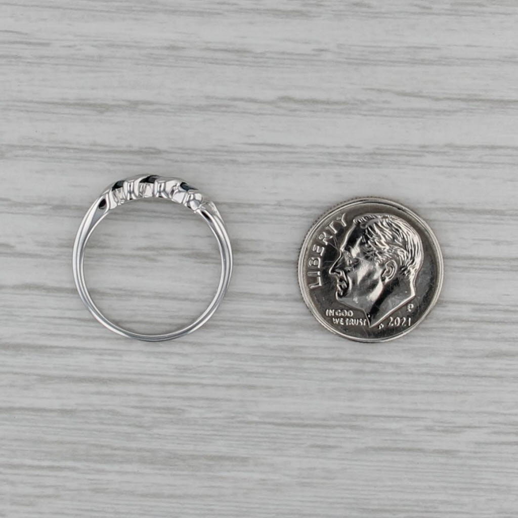 0.24ctw Blue Diamond 3-Stone Ring 14k White Gold Sz 6.25 Stackable Wedding Band