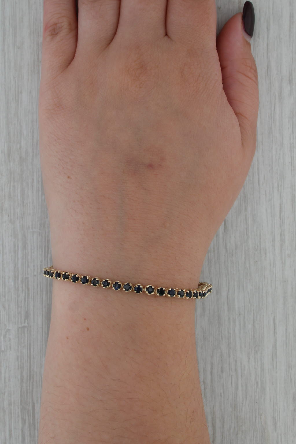 6.50ctw Blue Sapphire Tennis Bracelet 14k Yellow Gold 7.5" 3.7mm