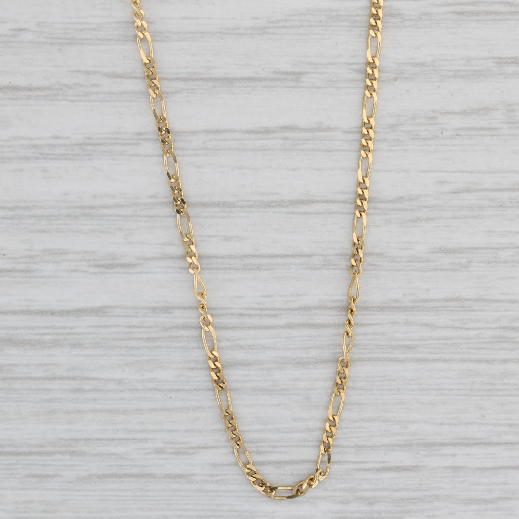 18” Figaro Chain Necklace 14k Yellow Gold 1.5mm Jewelryauthority