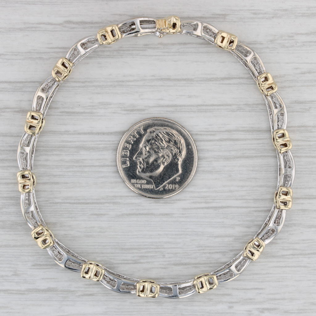 Gray 1.25ctw Diamond Bracelet 10k White Yellow Gold Bar X Links 6.75" 5mm