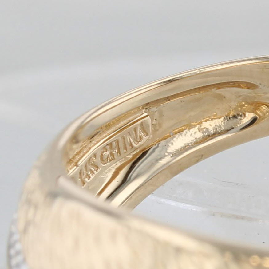 Diamond Etched Dome Ring 14k Yellow Gold Size 10