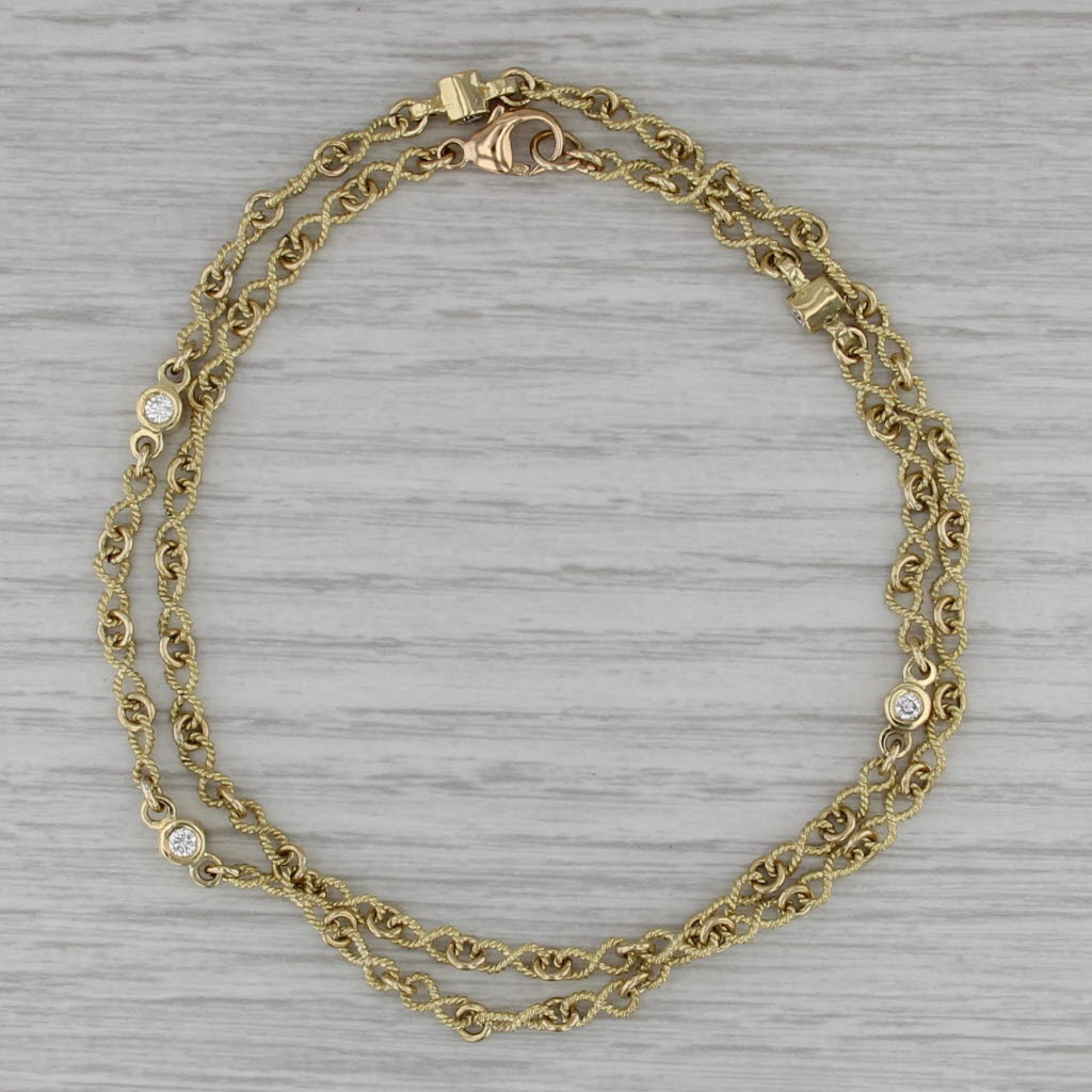 0.50ctw Diamond Station Necklace 18k Yellow Gold 18.5" Figure-8 Infinity Chain