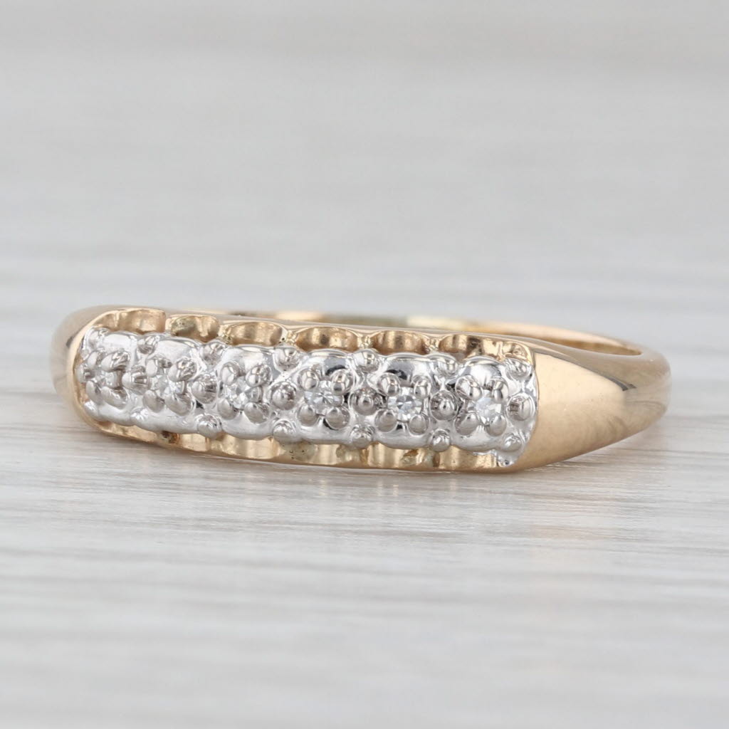 Light Gray Diamond Wedding Band 14k Yellow Gold Size 7.5 Stackable Ring