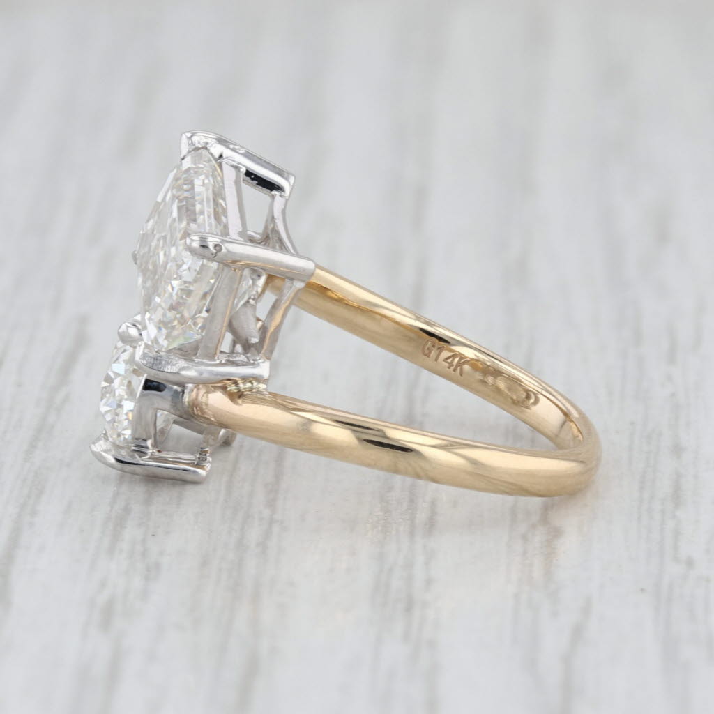 New 5.22ctw Lab Grown Diamond Ring Oval Emerald Cut Bypass 14k Gold IGI G VS2