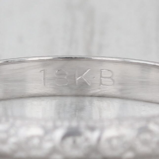 Art Deco Die Struck Floral Pattern Ring 18k White Gold Sz 5.5-5.75 Wedding Band