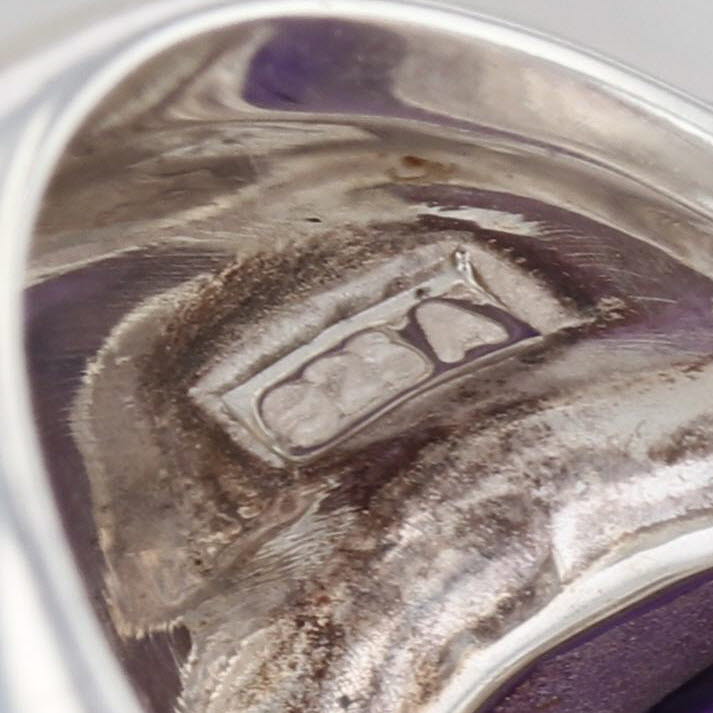 Amethyst Cabochon Marcasite Ring Sterling Silver Size 6 Statement