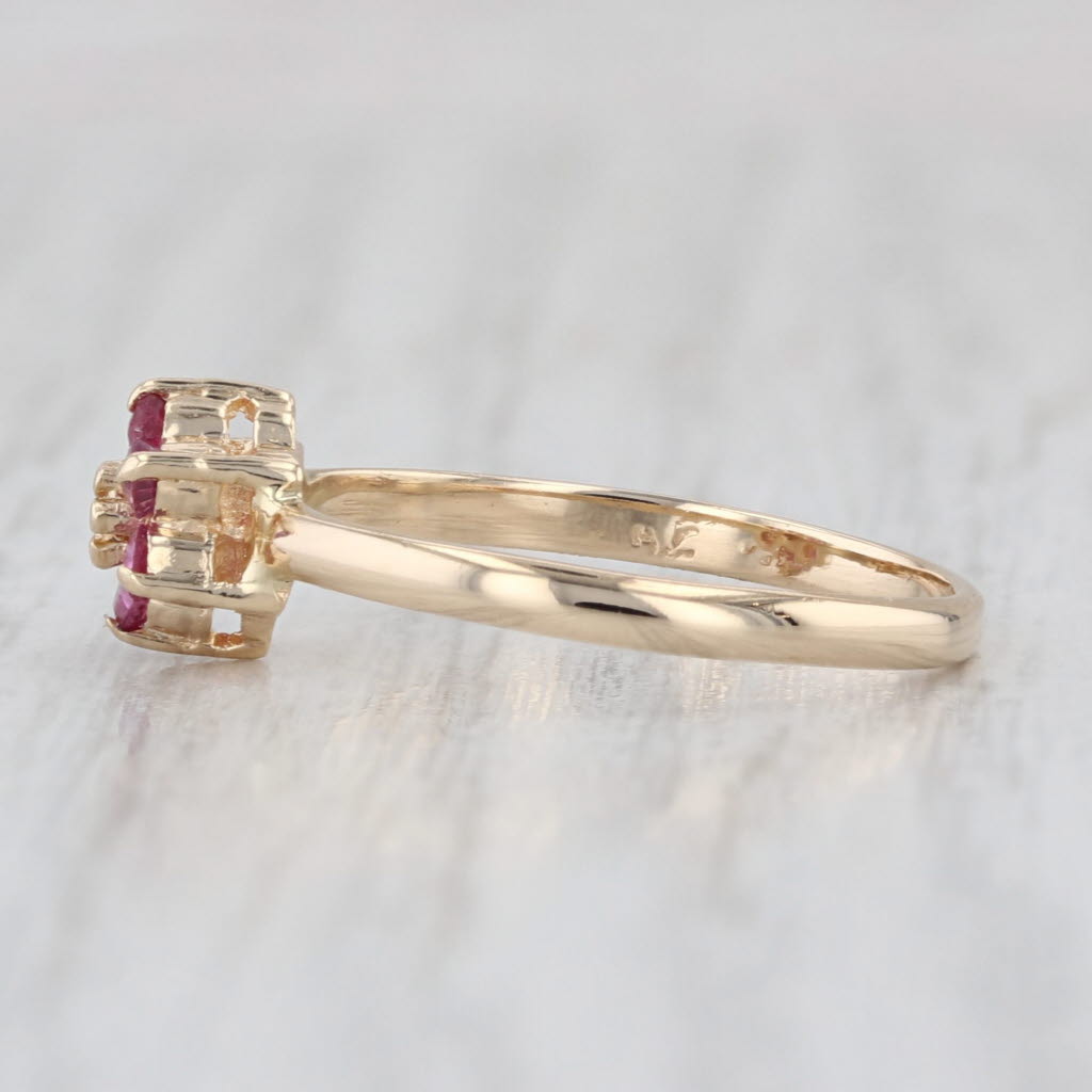 0.30ctw Ruby Pink Sapphire Diamond Flower Ring 14k Yellow Gold Size 5.25
