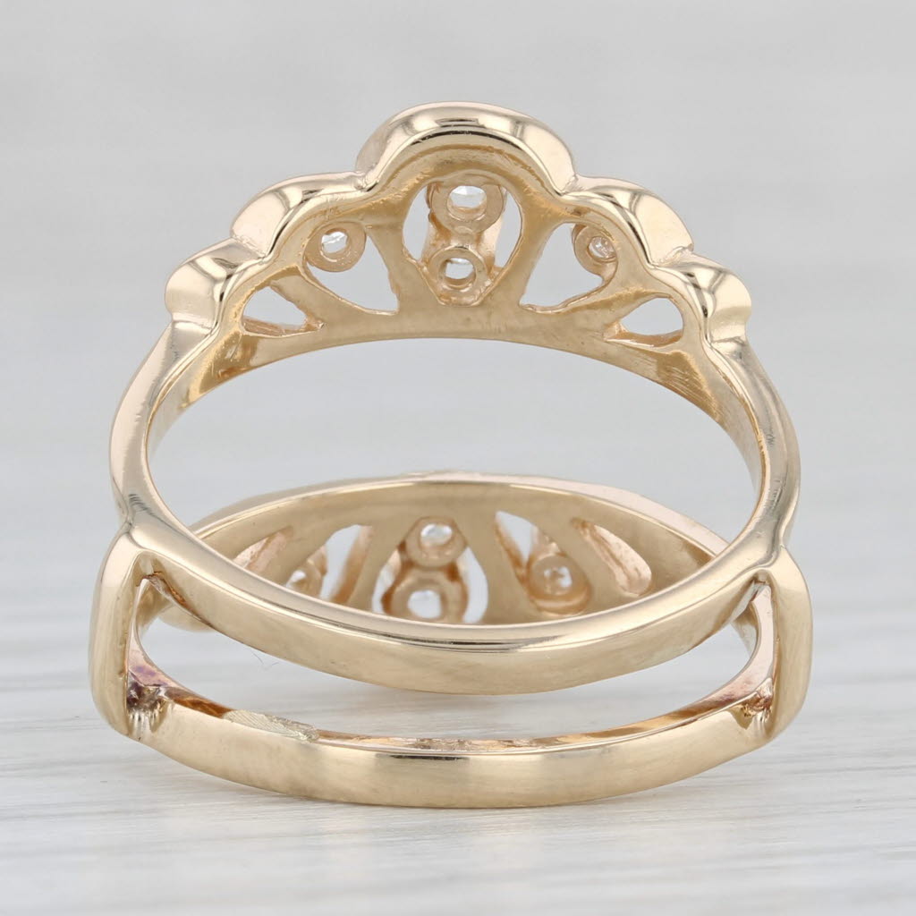 Light Gray 0.20ctw Diamond Ring Guard Jacket 14k Yellow Gold Size 6.5 Bridal