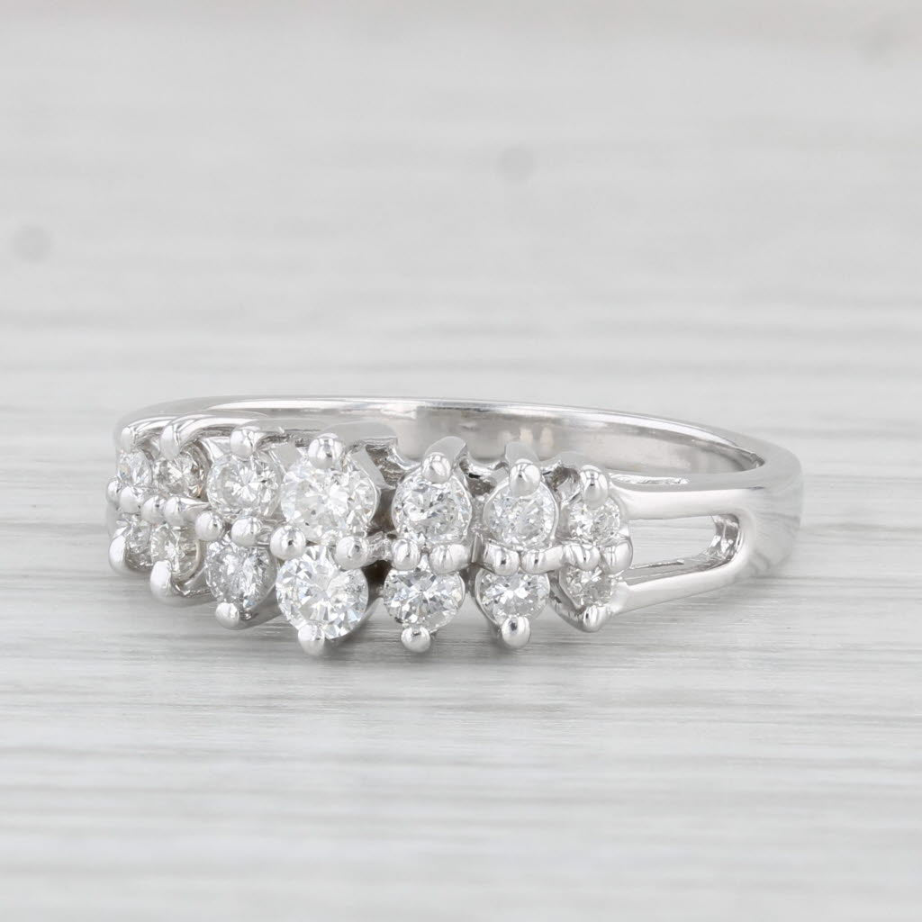 Light Gray 0.37ctw Tiered Pyramid Diamond Ring 14k White Gold Size 6.5 Stackable