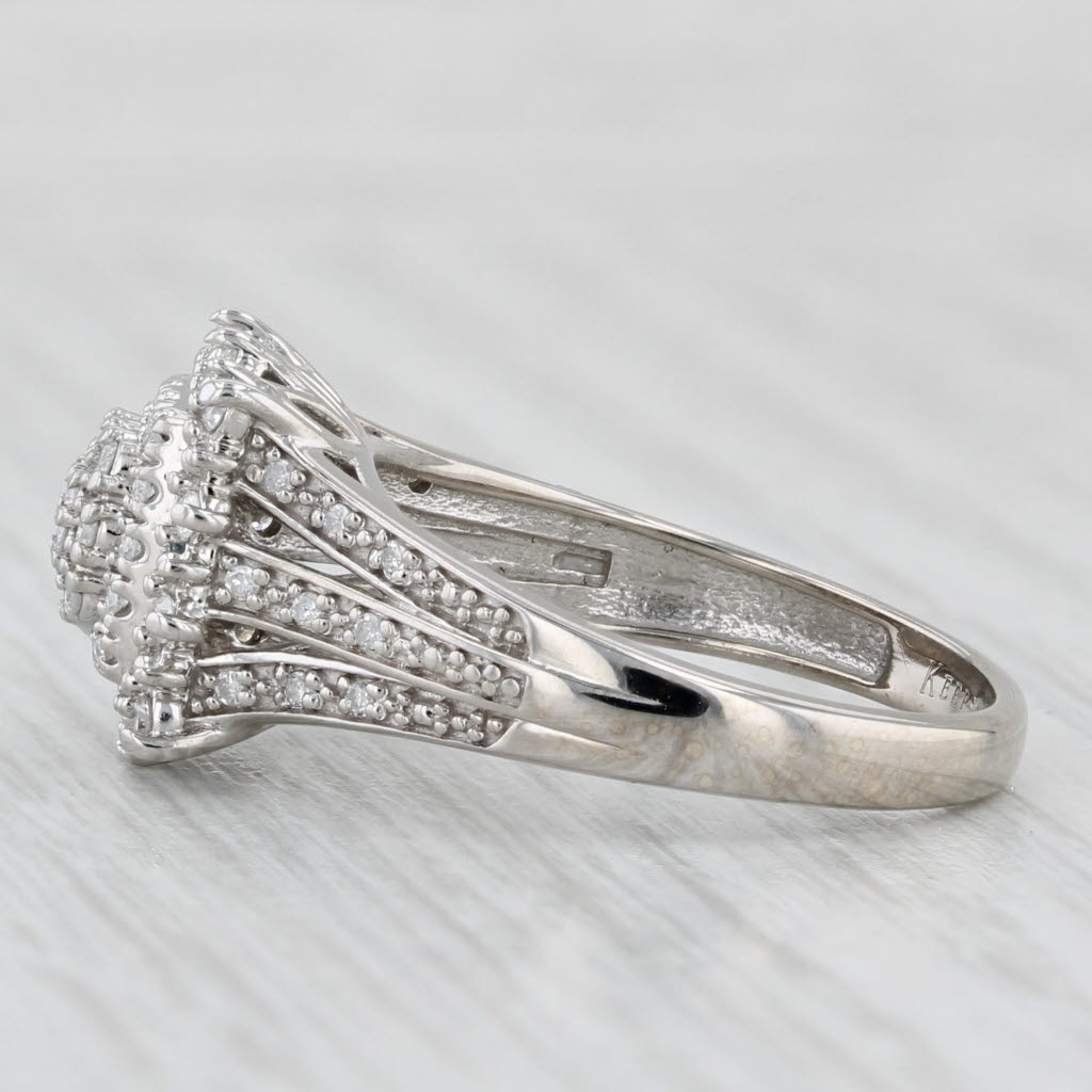 Light Gray 0.24ctw Diamond Cluster Halo Engagement Ring 10k White Gold Size 7