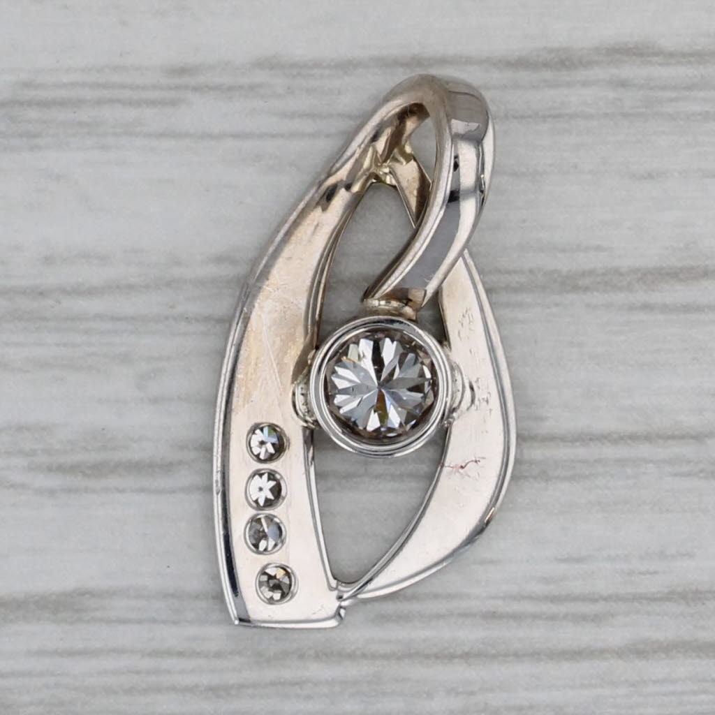 Gray 0.33ctw Diamond Drop Pendant 14k White Gold