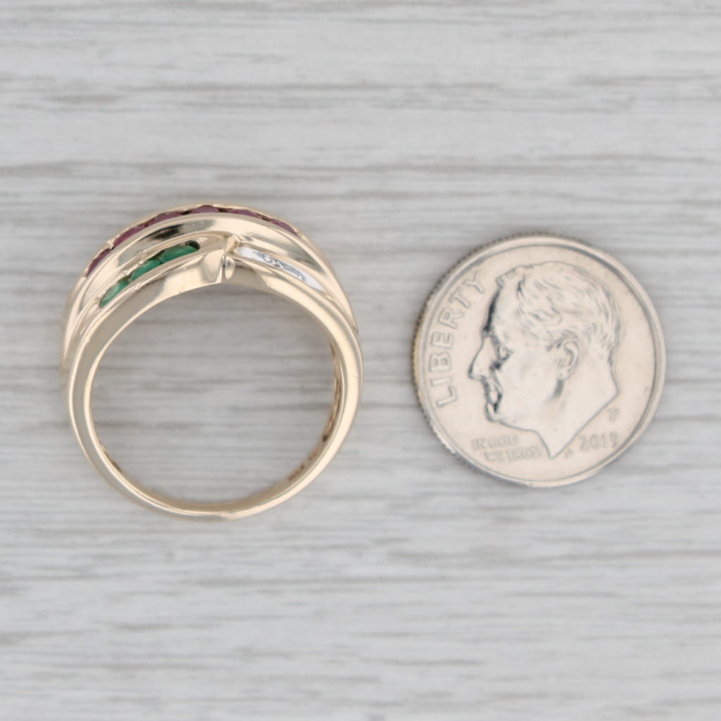 Gray 0.89ctw Ruby Sapphire Emerald Diamond Ring 10k Gold Size 7 Cocktail