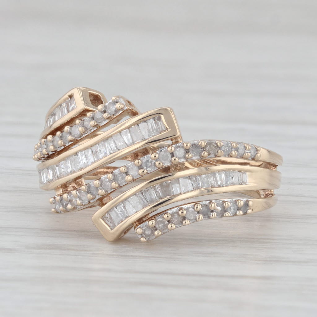 Light Gray 0.50ctw Diamond Bypass Ring 10k Yellow Gold Size 7.25