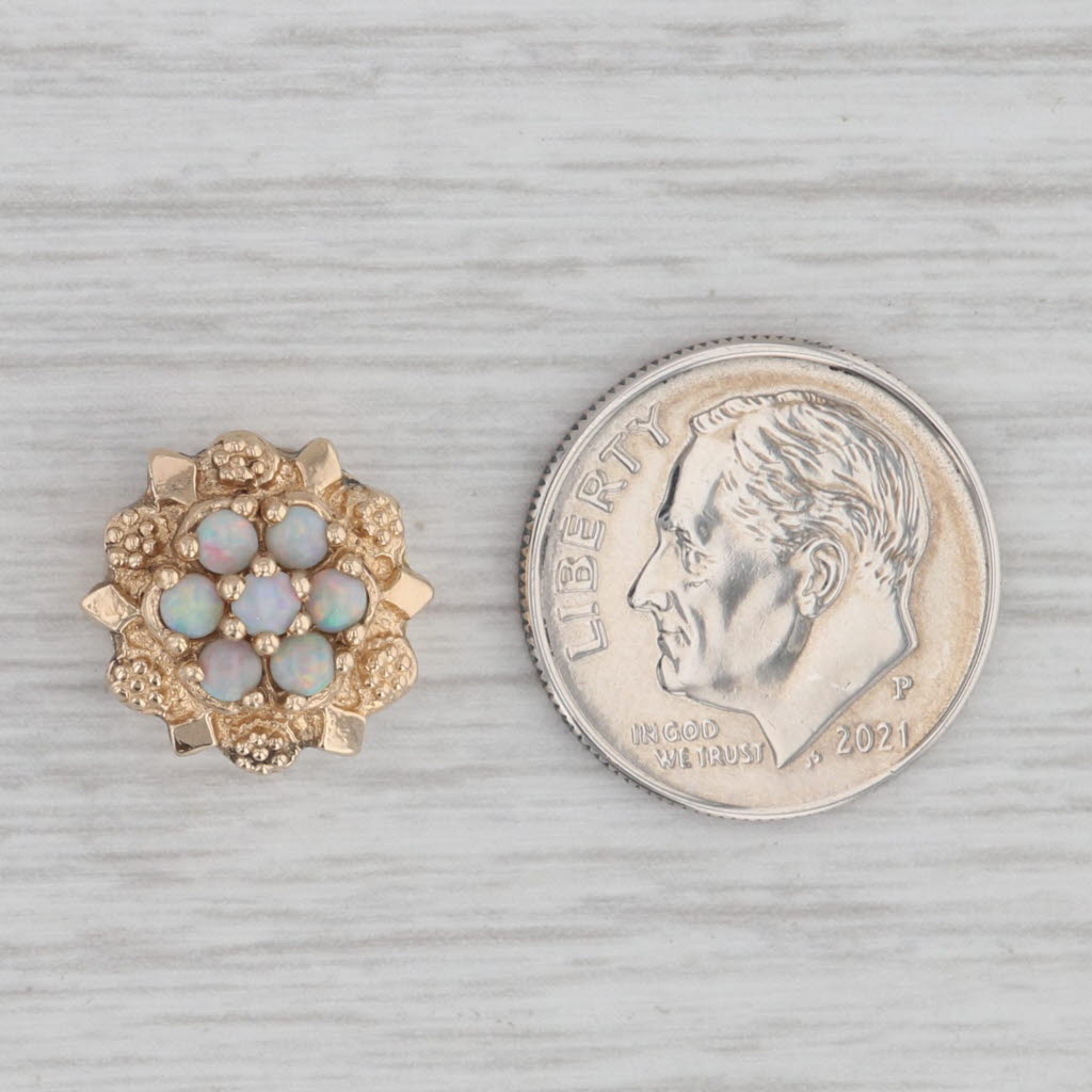 Gray Opal Cluster Flower Slide Bracelet Charm 14k Gold Richard Glatter