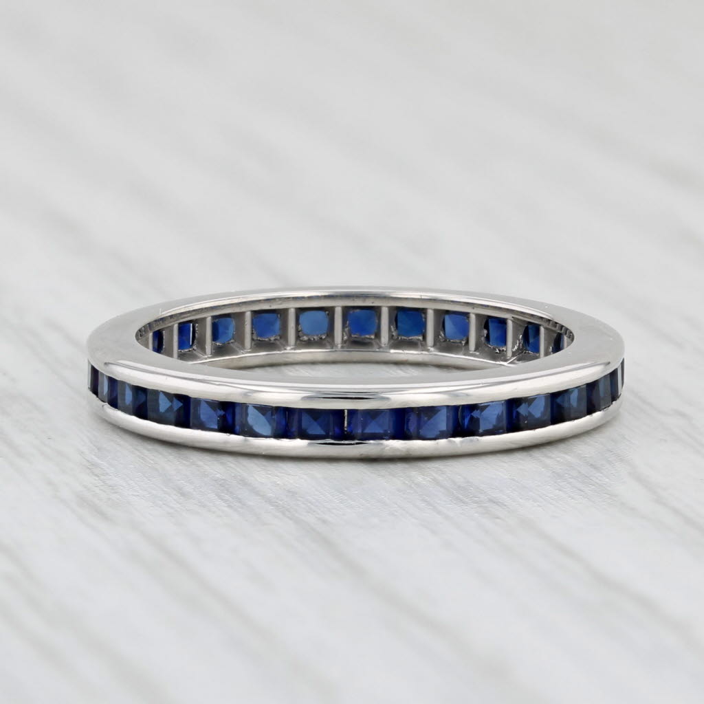 Light Gray Vintage 1.70ctw Lab Created Sapphire Eternity Ring Palladium Wedding Band Sz 6