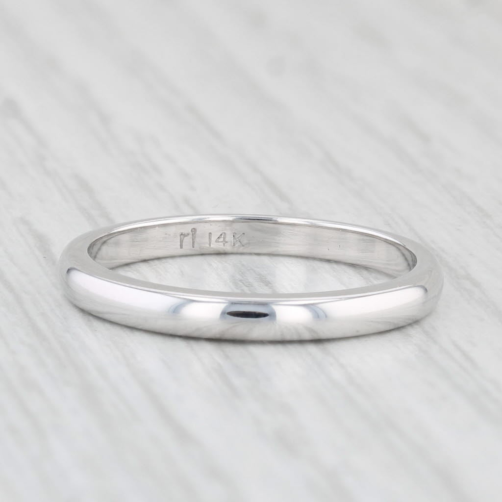 Light Gray Classic White Gold Wedding Band 14k Size 8.25 Stackable Ring