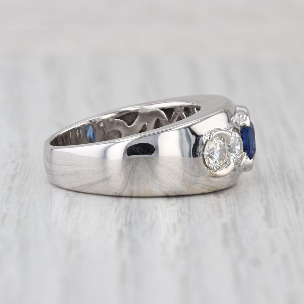 2.11ctw Blue Sapphire Diamond Ring 14k White Gold Size 8.5