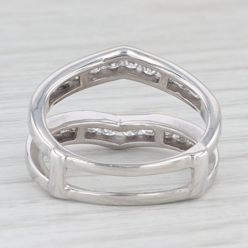 Light Gray 0.74ctw Diamond Wedding Band Jacket Guard Ring 14k White Gold Size 6