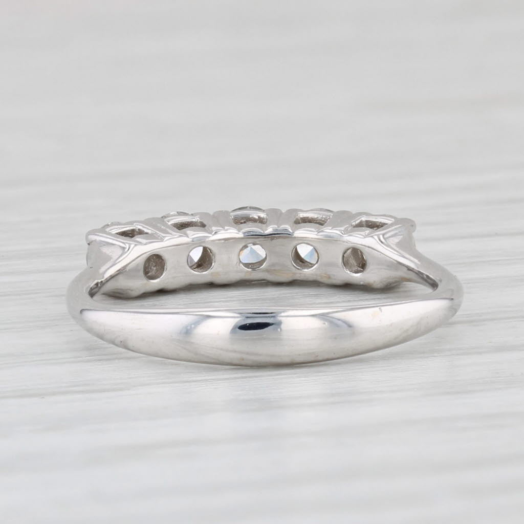 Light Gray 0.53ctw Diamond Wedding Ring 14k White Gold Size 4.5 Stackable Band