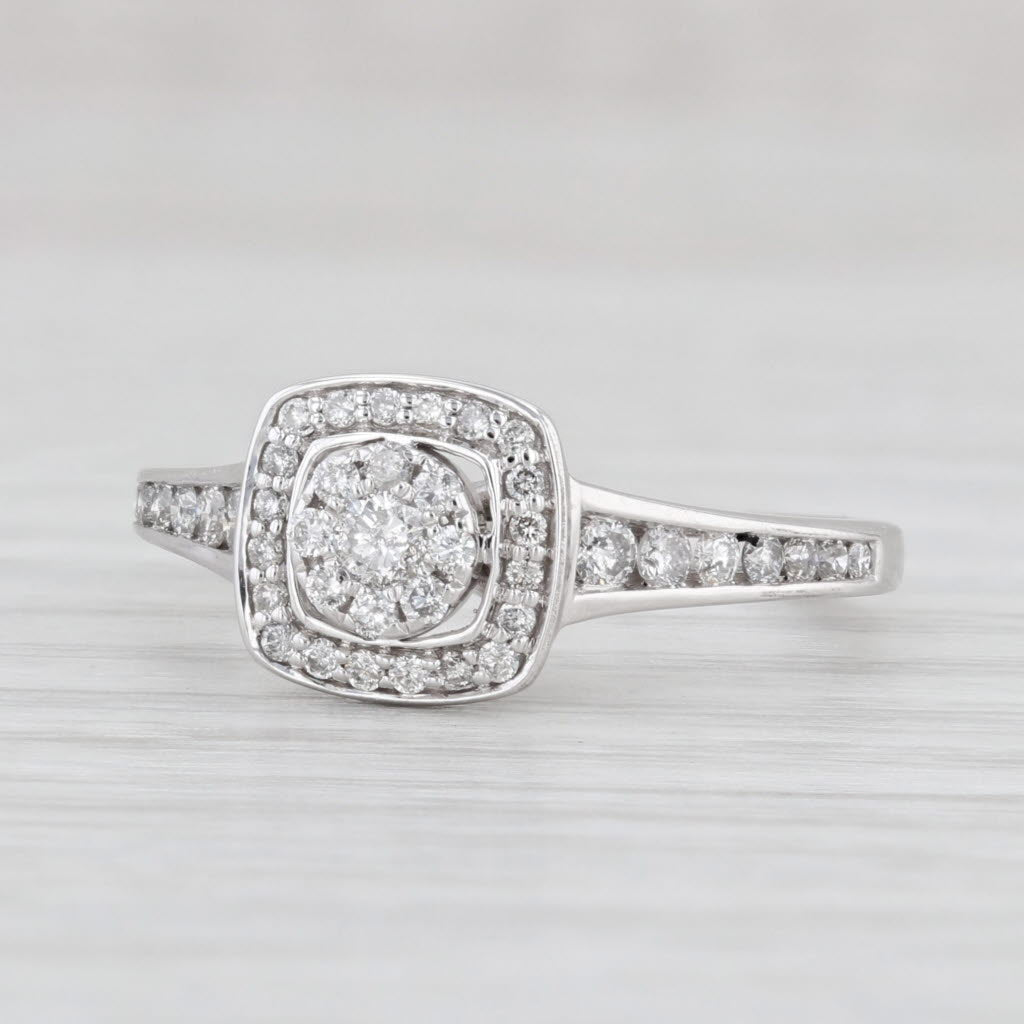 Light Gray 0.31ctw Round Diamond Halo Engagement Ring 10k White Gold Size 10