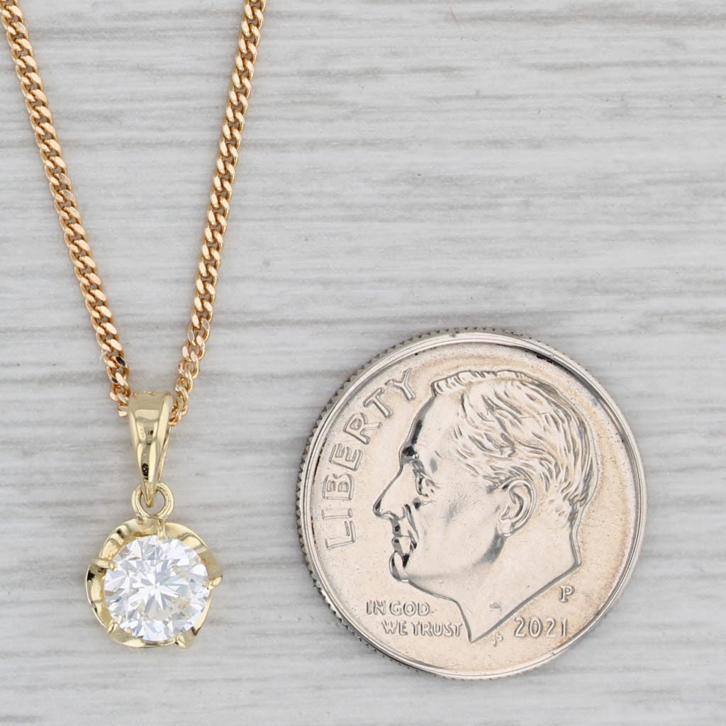 Gray 0.61ct VVS2 G Diamond Solitaire Pendant Necklace 18k Gold 17.5" Curb Chain GIA