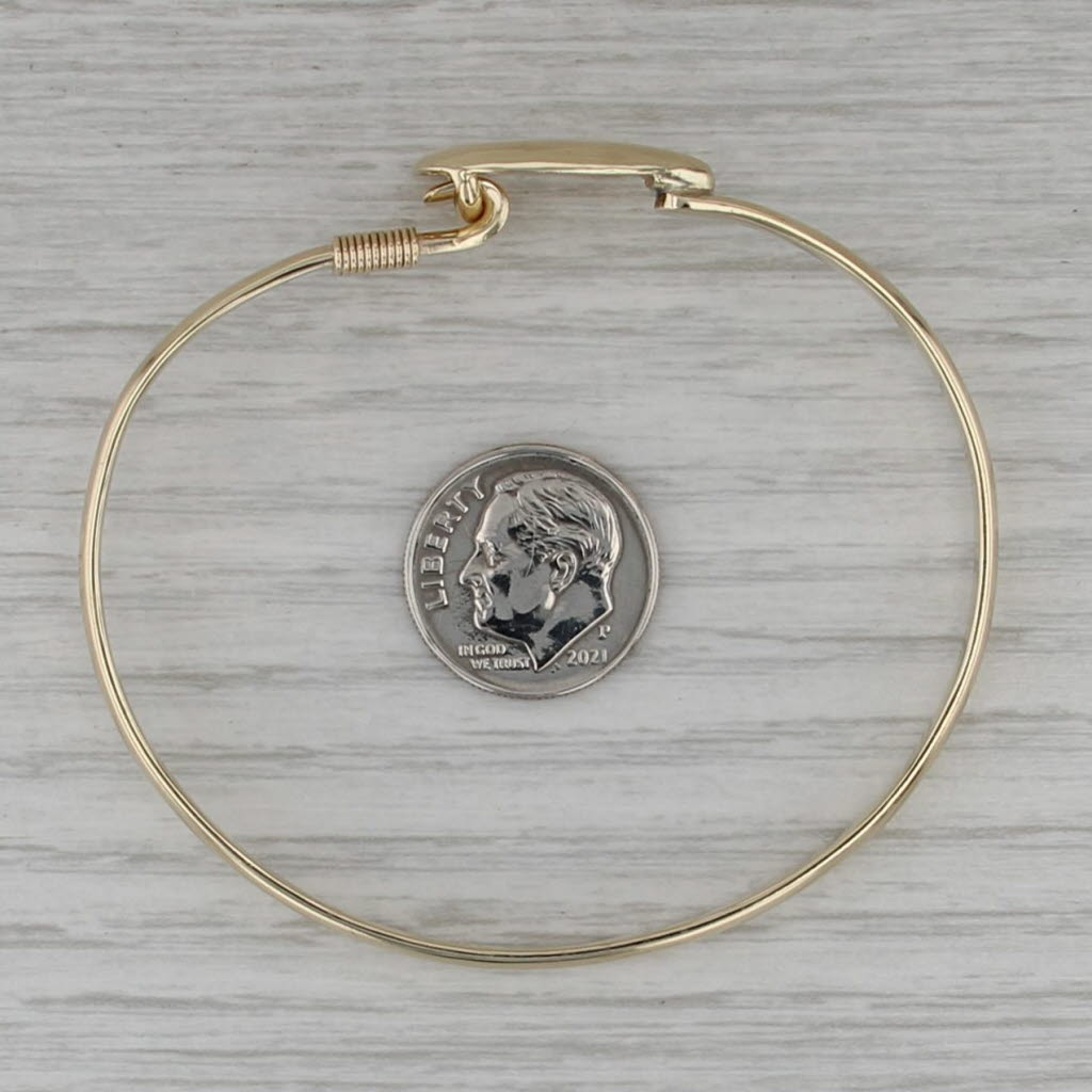 Bear Bangle Bracelet 14k Yellow Gold Hook Clasp 6.75"