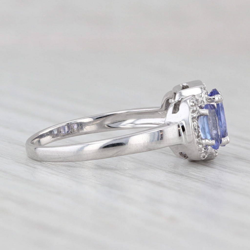 Light Gray 1.10ctw Tanzanite 3-Stone Diamond Ring 14k White Gold Size 6.25