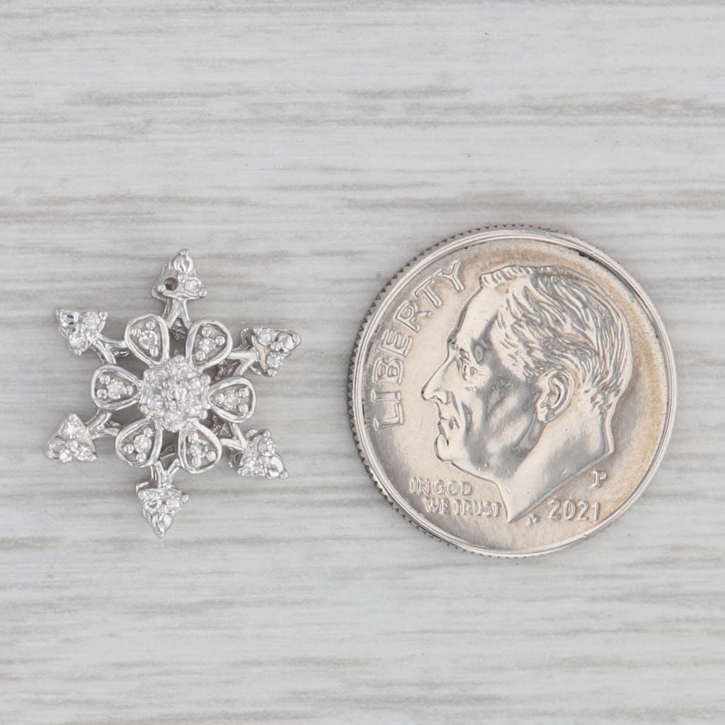 Gray Diamond Accented Snowflake Pendant 10k White Gold Charm