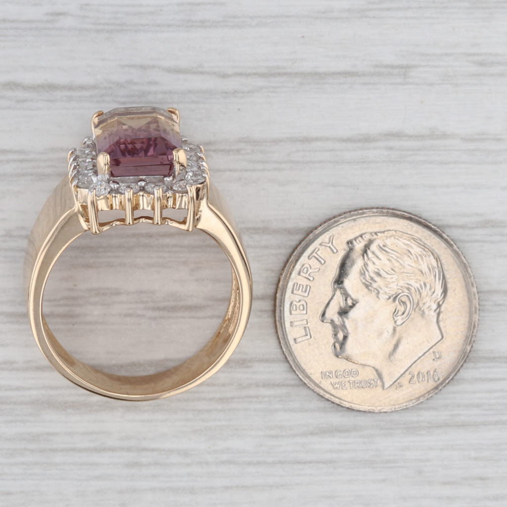 Gray 3.36ctw Ametrine Diamond Halo Ring 14k Yellow Gold Size 6-6.25