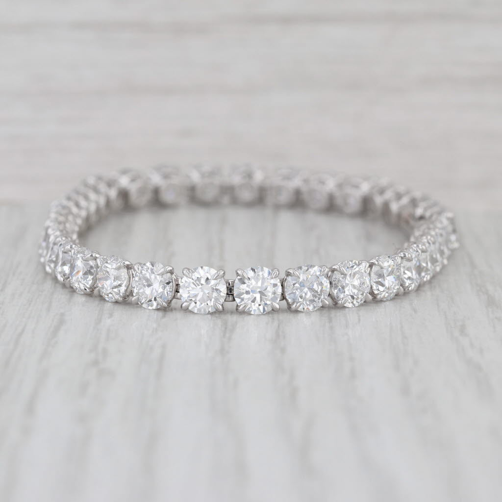 15ctw VS2 Lab Grown Diamond Tennis Bracelet 18k White Gold 7" 5mm