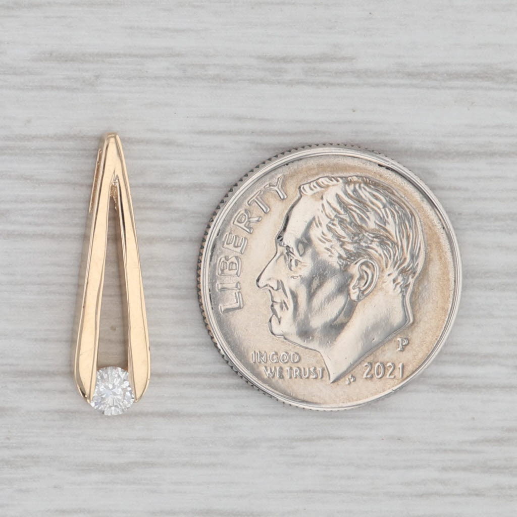 Gray 0.12ct Diamond Teardrop Solitaire Pendant 14k Yellow Gold