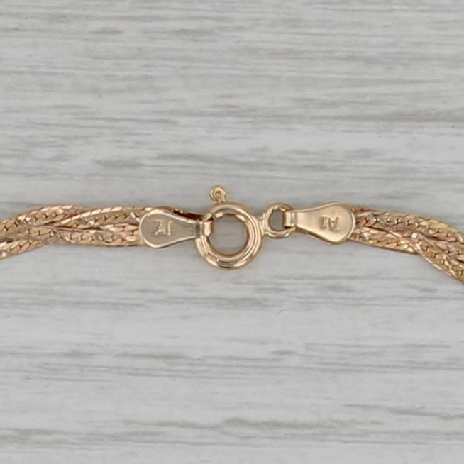 6.75" Woven Herringbone Chain Bracelet 14k Yellow Gold 3.7mm