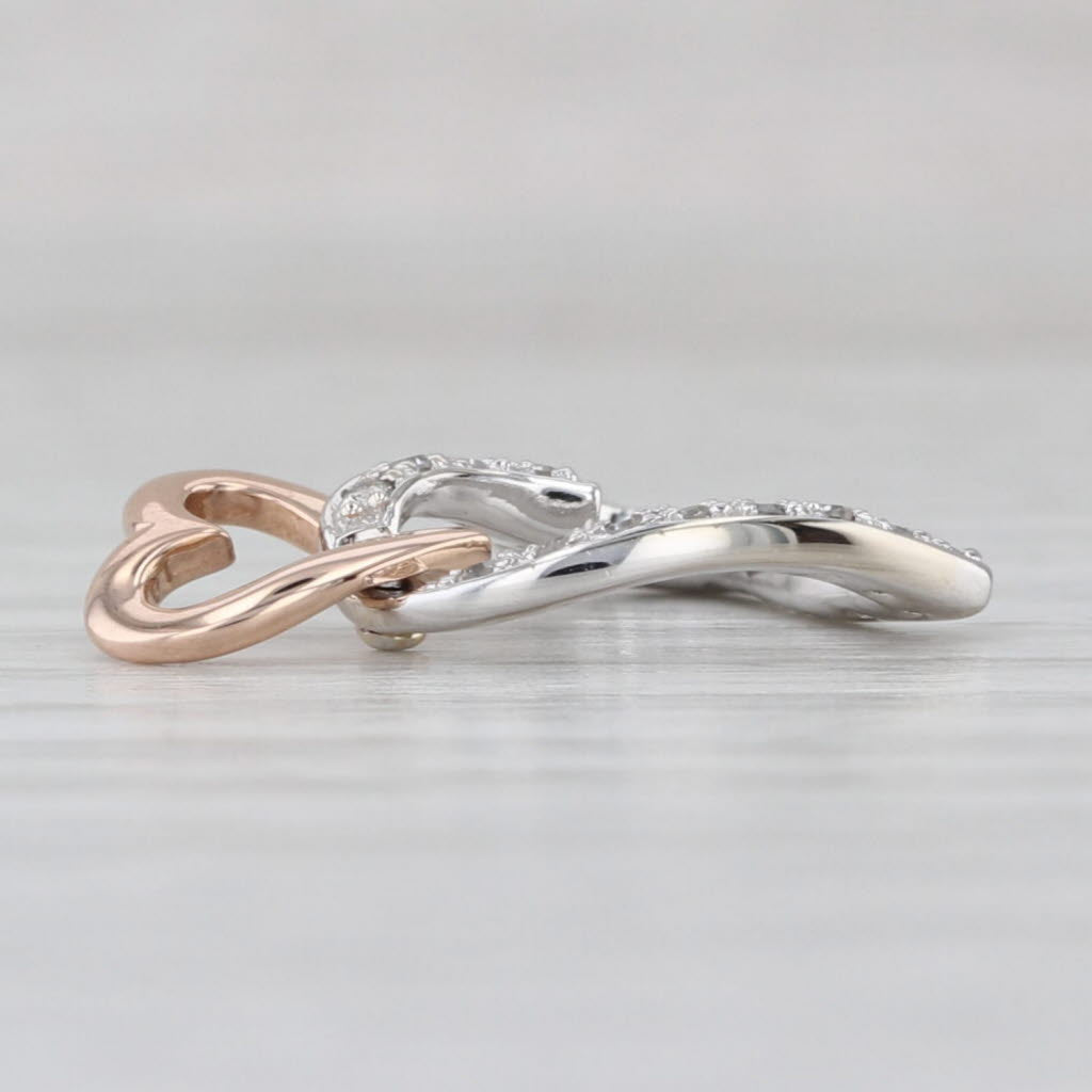 Diamond Interlocking Hearts Pendant 14k White Rose Gold Drop