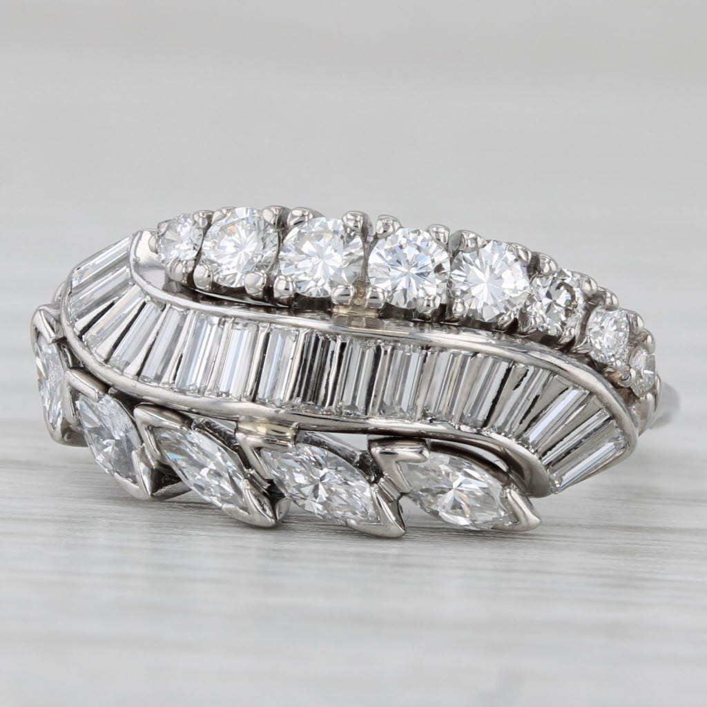 Gray Vintage 1.02ctw Diamond Ring Platinum Size 7 Bypass