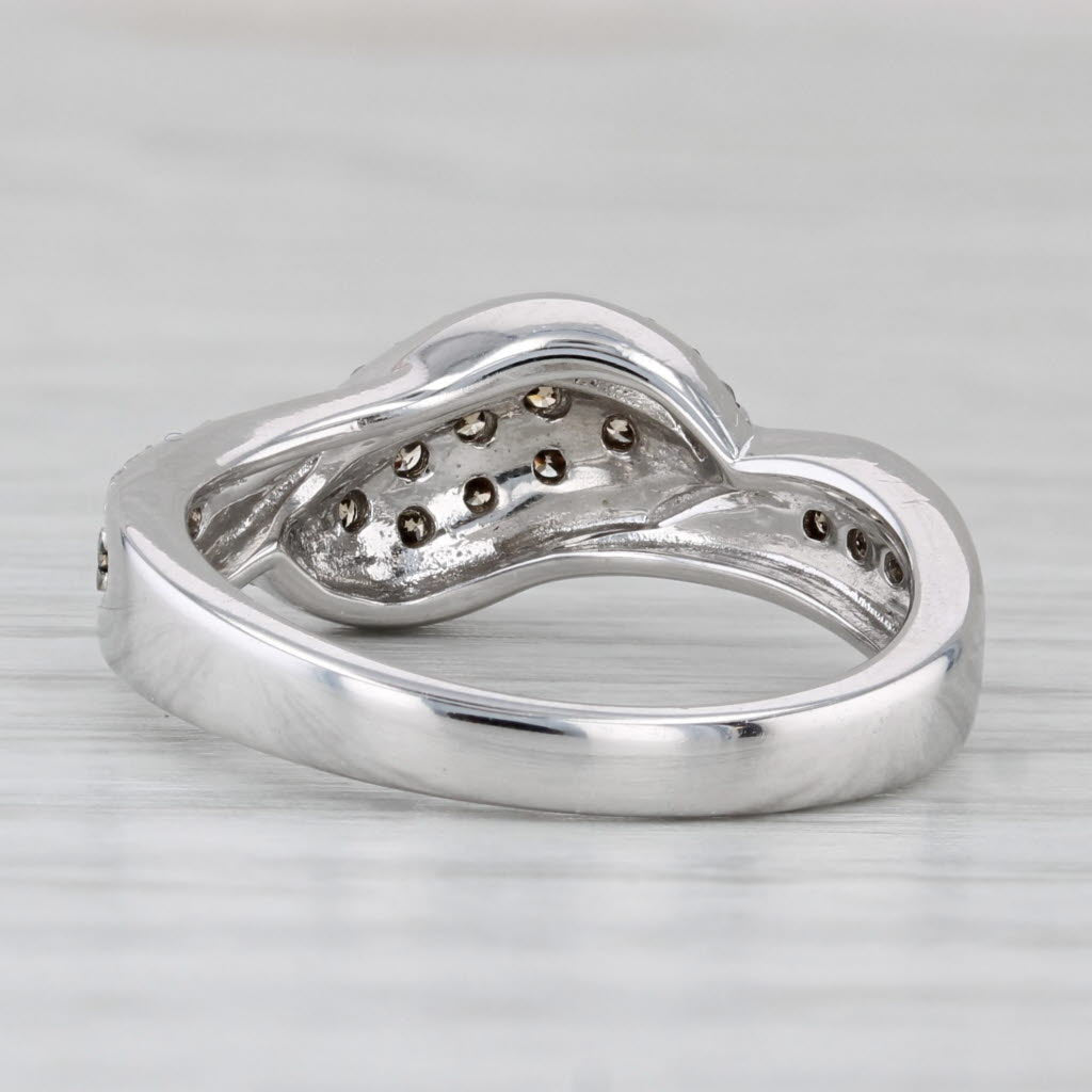Gray 0.39ctw Champagne White Diamond Bypass Ring 10k White Gold Size 7 WDC