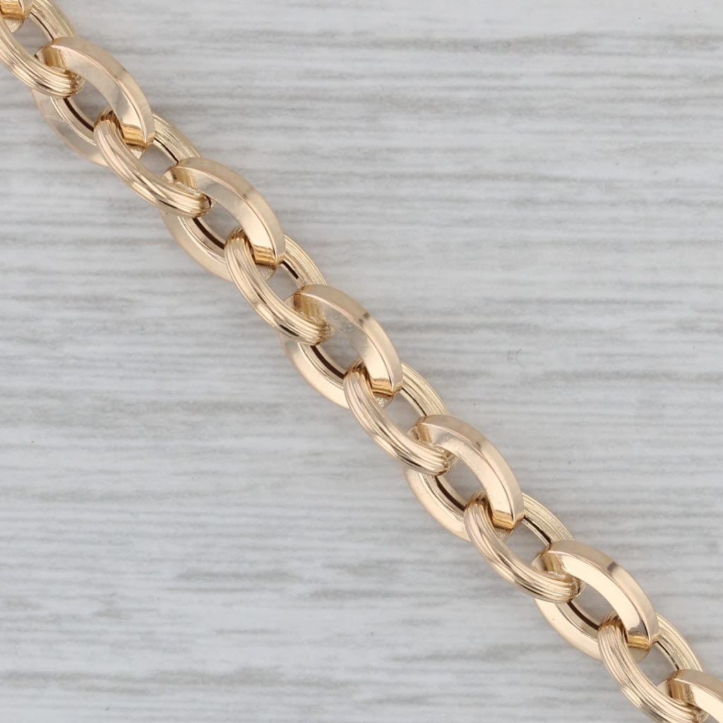Gray 7.25" Cable Chain Bracelet 18k Yellow Gold 5.8mm Starter Charm