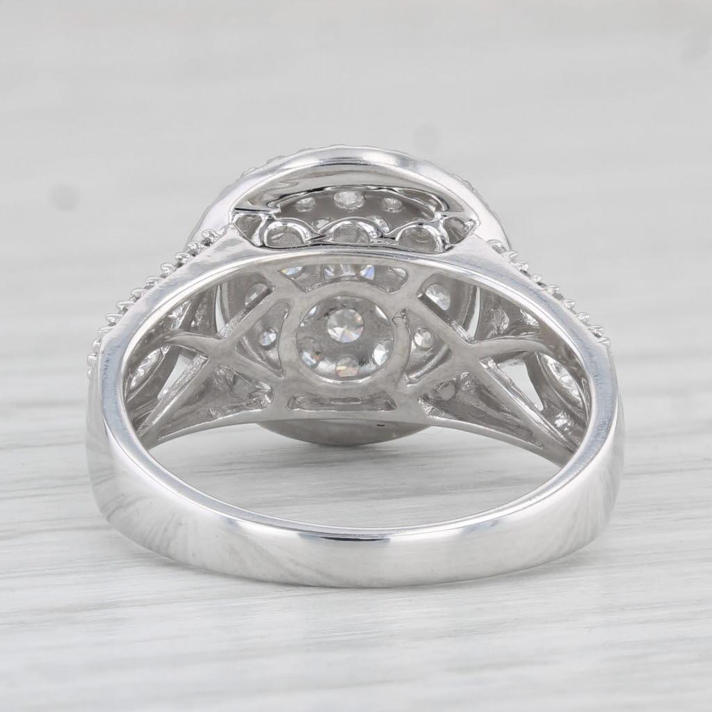 Light Gray 1ctw Diamond Cluster Halo Ring 14k White Gold Size 7.25