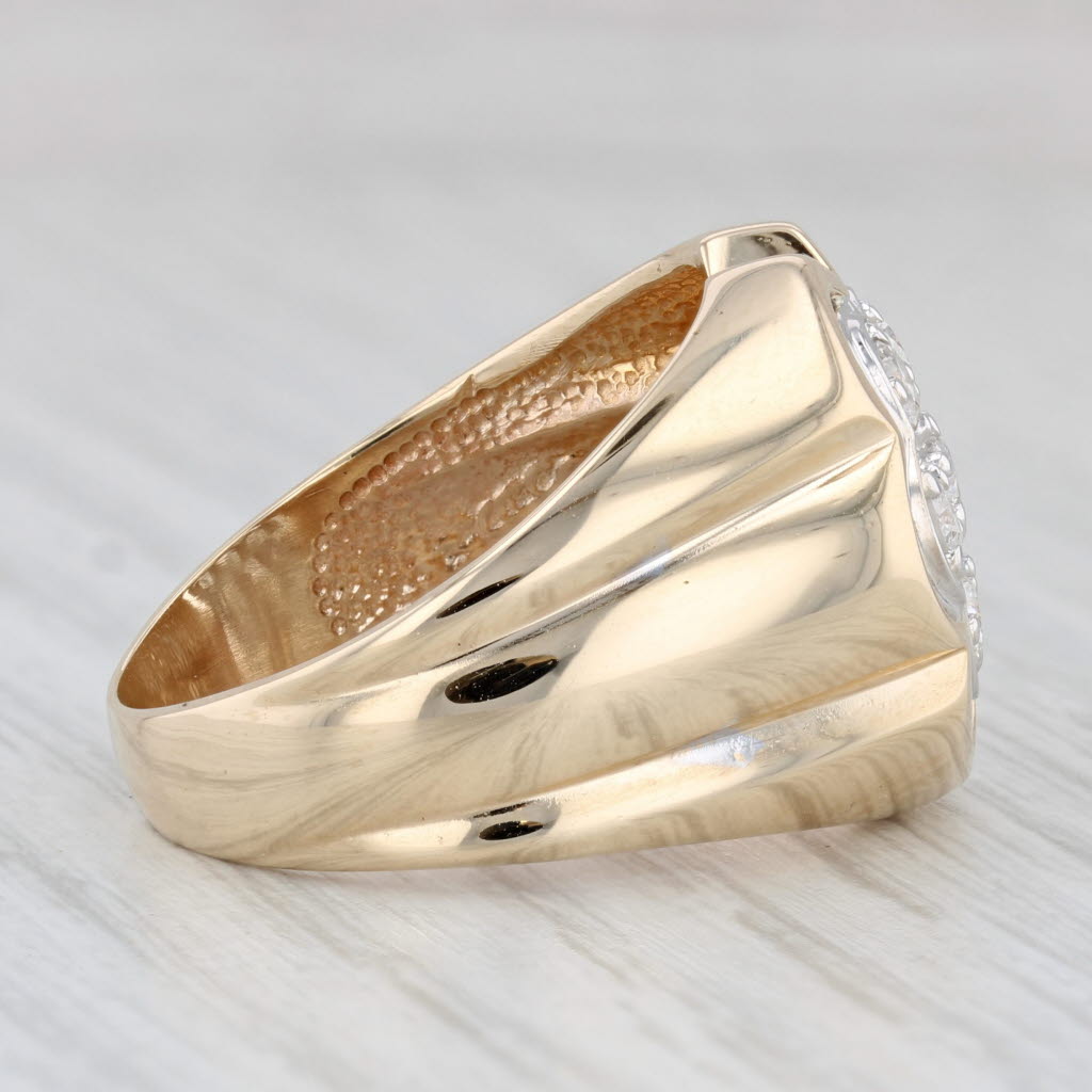 Light Gray 0.52ctw Diamond Cluster Men's Ring Belcher Setting 14k Yellow Gold Size 10.5