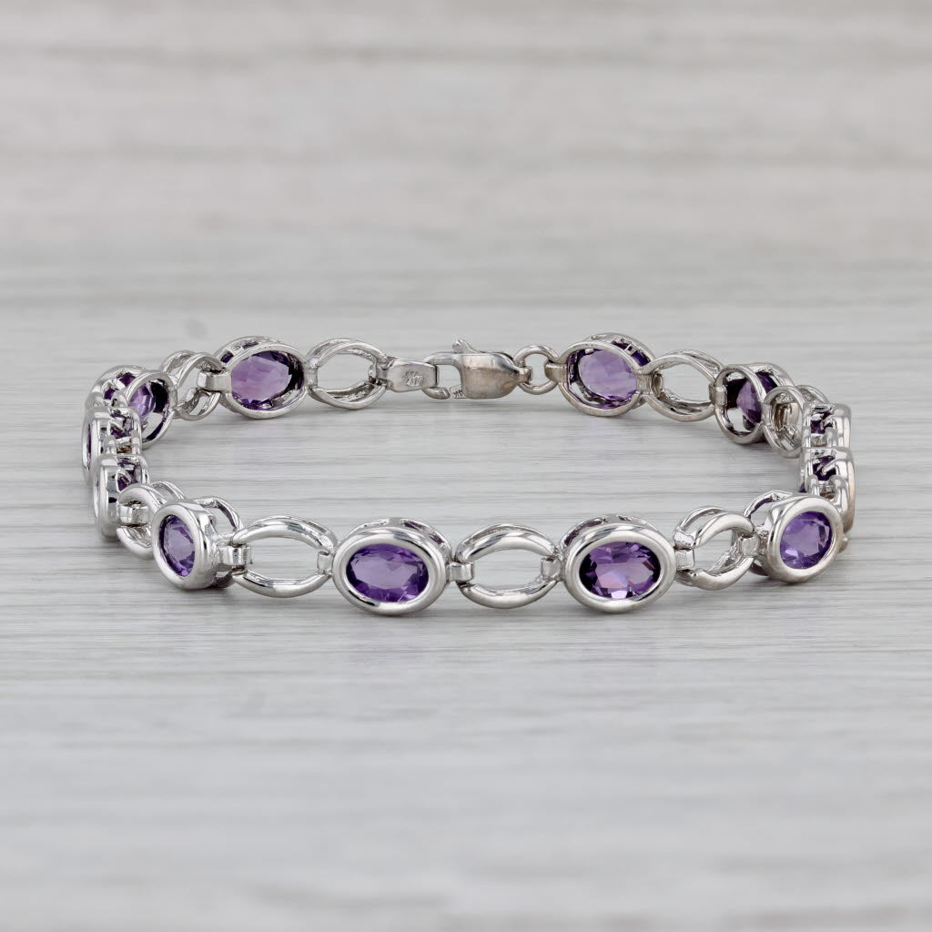 Gray 2.75ctw Amethyst Bracelet 14k White Gold 7” 5.6mm